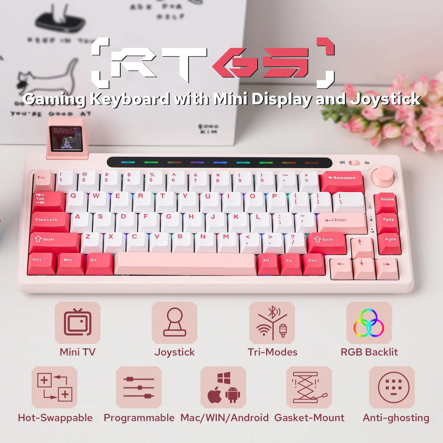 Custom Keyboard Soft Pink RT65